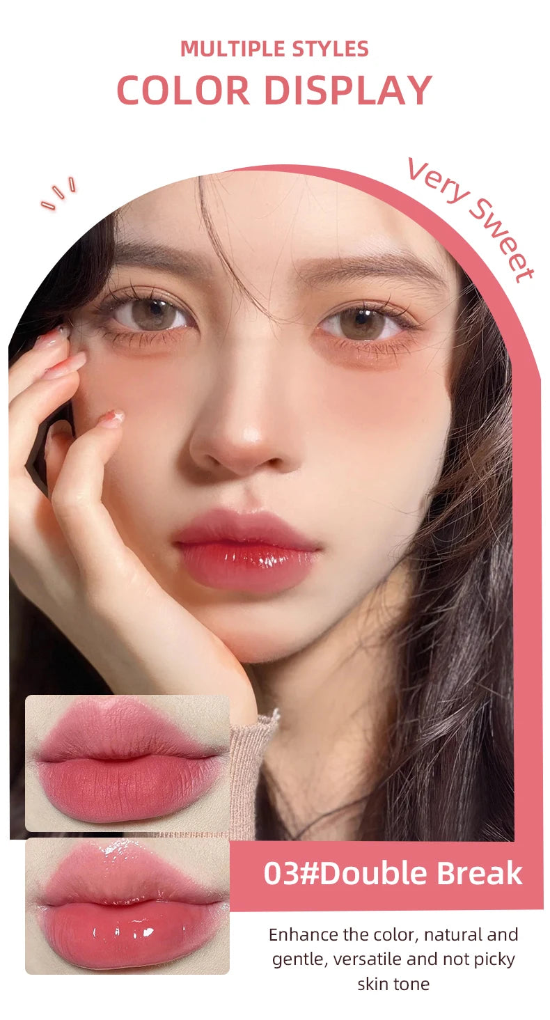CACE Double Head Lip Gloss Sexy Red Lip Makeup Lip Mud Mirror Water Gloss Lip Glaze Matte Lipstick Waterproof Korean Cosmetics