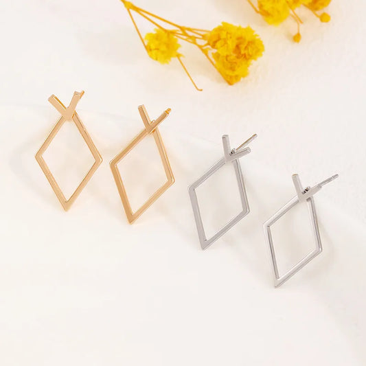 Geometric Rhombus Double Layer Combination Design Earrings For Women Simple Fashion Daily Accessory Party Jewelry Birthday Gifts