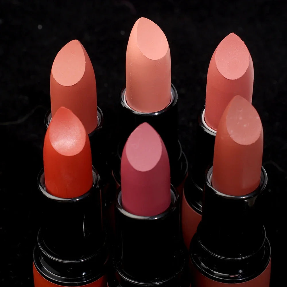 Velvet Nude Lipstick 6 Colors Matte Waterproof Moisturizing Lasting Sexy Red Lip Non-Stick Cup Makeup Lips Tint Cosmetics Beauty