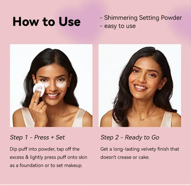 MLSIMLE 4 COLORS Natural Shimmer Pearl Setting Powder Contouring Highlighting Waterproof Sweat-proof Oil-control Makeup Powder