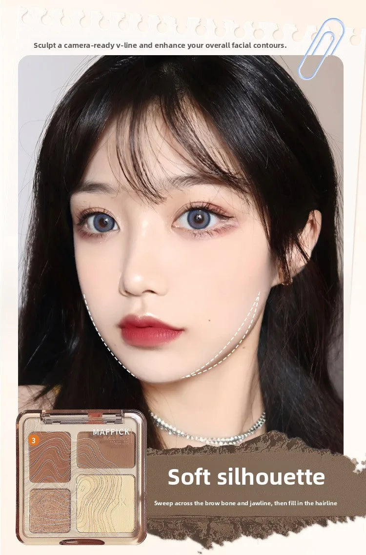 4-color Matte Highlighter Contour Palette Long Lasting 3D Sculpting Brightening Face Makeup Kit Portable Eyeshadow