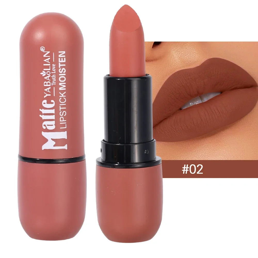 Velvet Nude Lipstick 6 Colors Matte Waterproof Moisturizing Lasting Sexy Red Lip Non-Stick Cup Makeup Lips Tint Cosmetics Beauty