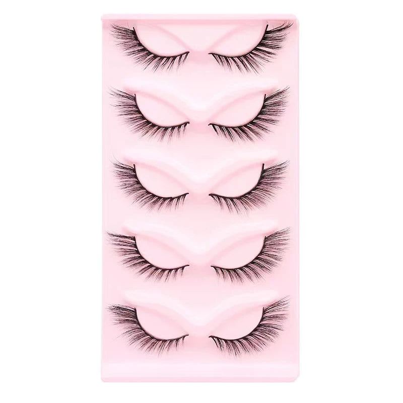 Manga Lashes 5 Pairs Anime Cosplay Faux Mink Lashes Korean Natural short Full Strip Lashes Clear Band Soft Eyelash Extension Hot