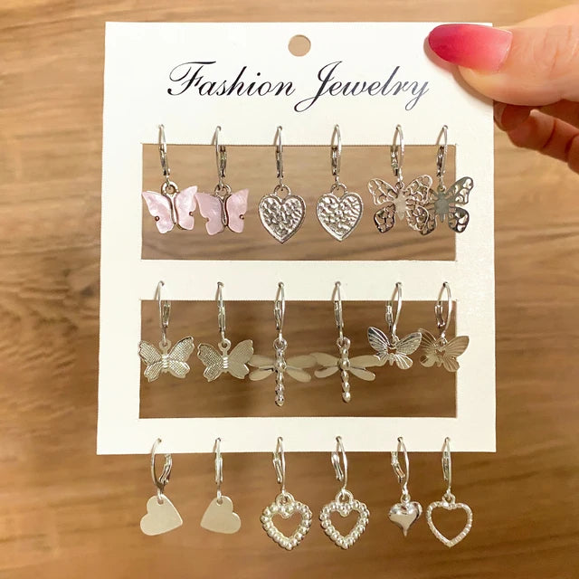 Fashion Gold Color Earrings Set Geometry Butterfly Pearl Earrings For Women Ear of wheat Simple Metal Round Party Jewelry 2022
