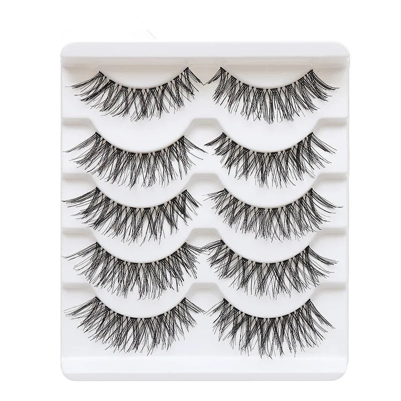 Manga Lashes 5 Pairs Anime Cosplay Faux Mink Lashes Korean Natural short Full Strip Lashes Clear Band Soft Eyelash Extension Hot
