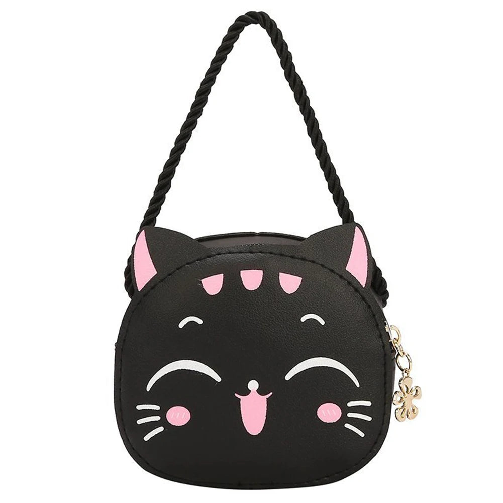 Girls Kawaii Satchel Bag Cartoon Cat Mini Shoulder Bag Casual Small Pouch Compact Kids Daily Bags