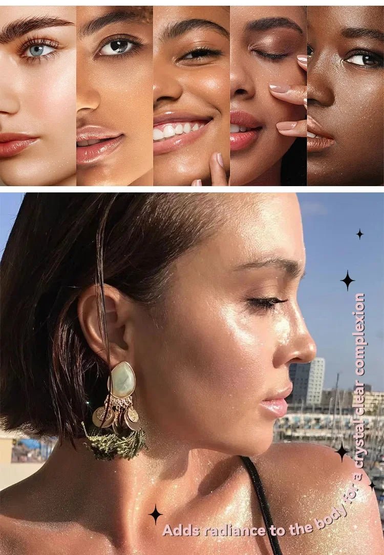 MLSIMLE 4 COLORS Natural Shimmer Pearl Setting Powder Contouring Highlighting Waterproof Sweat-proof Oil-control Makeup Powder