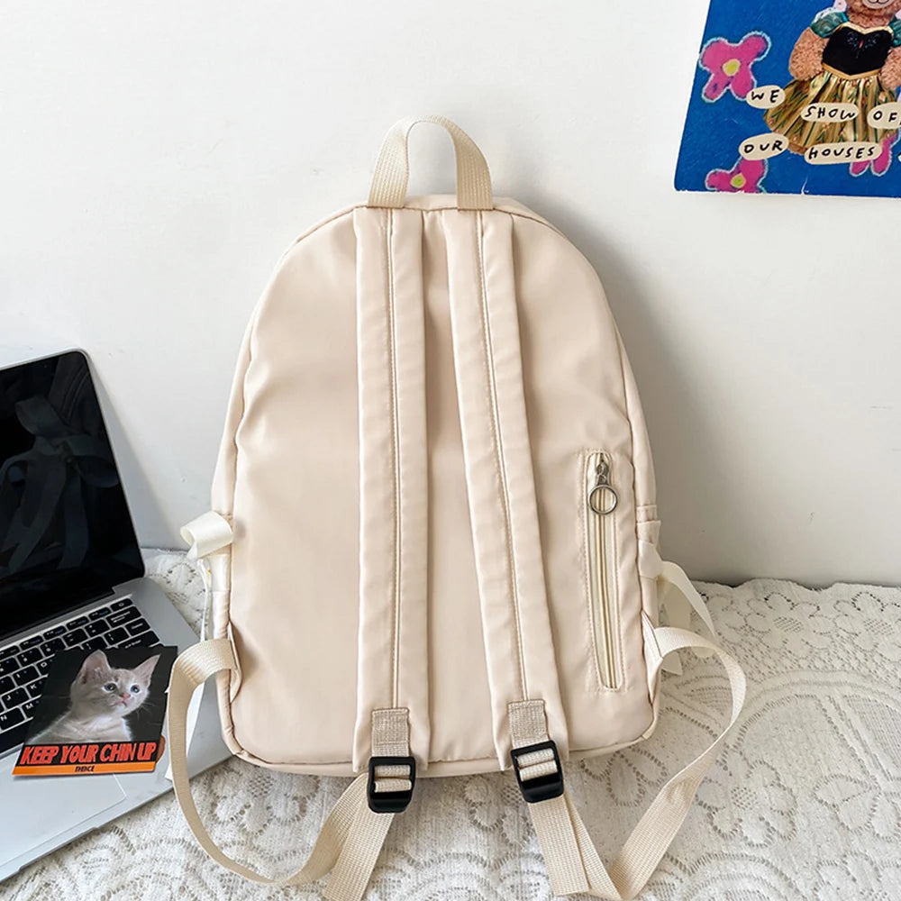 Waterproof Large-capacity Fashion Women Backpack White School Bags For Teenage Girls Canvas Casual Daypack Bag Travel Backbag