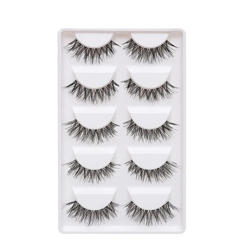 Manga Lashes 5 Pairs Anime Cosplay Faux Mink Lashes Korean Natural short Full Strip Lashes Clear Band Soft Eyelash Extension Hot