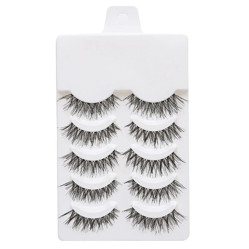 Manga Lashes 5 Pairs Anime Cosplay Faux Mink Lashes Korean Natural short Full Strip Lashes Clear Band Soft Eyelash Extension Hot