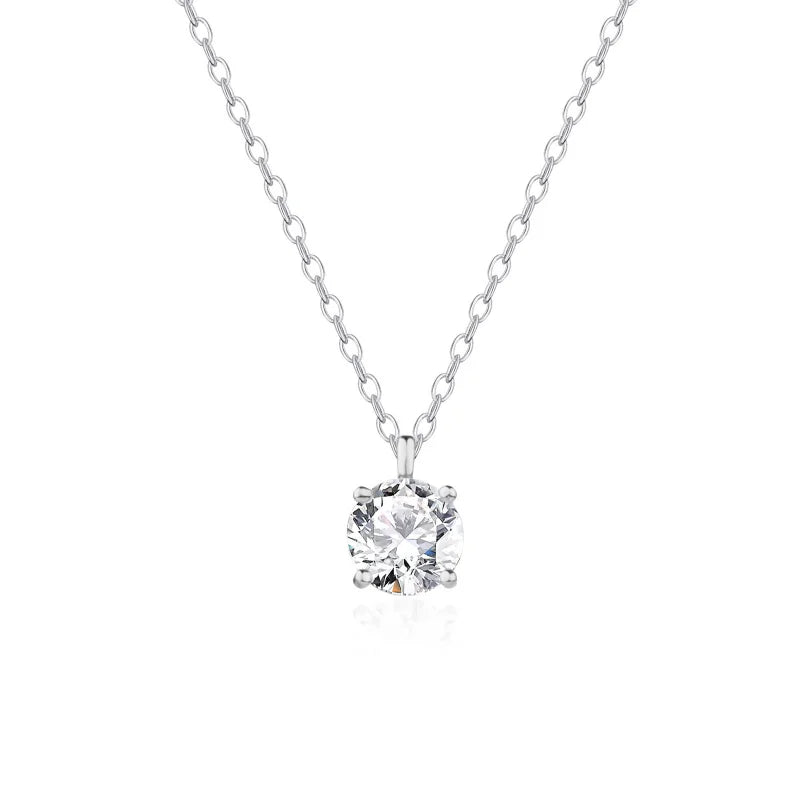 Sterling Silver S925 Clamoissanite Necklace High-end Fashion Design Simple Classic Pendant Necklace