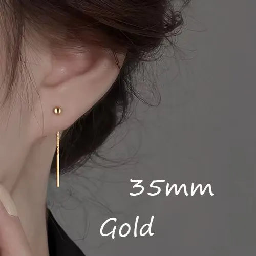 Fashion Dangle Earrings For Women Geometric Ball Long Tassel Chain Drop Silver Color Earring Minimalism Ear Line Kpop Jewelry