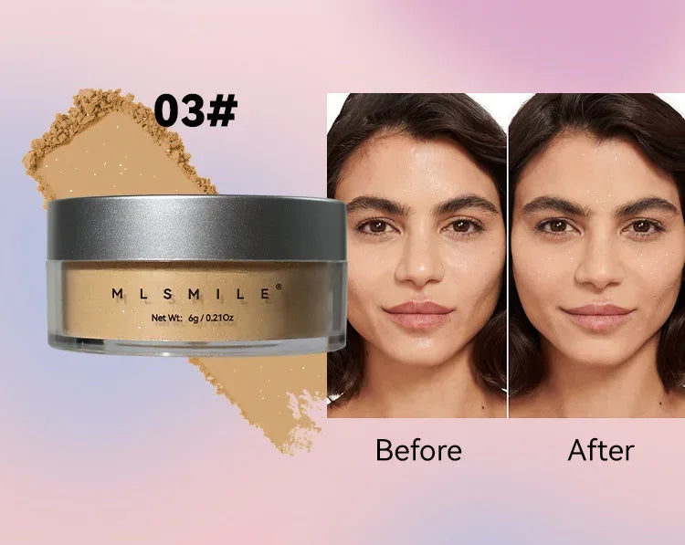 MLSIMLE 4 COLORS Natural Shimmer Pearl Setting Powder Contouring Highlighting Waterproof Sweat-proof Oil-control Makeup Powder