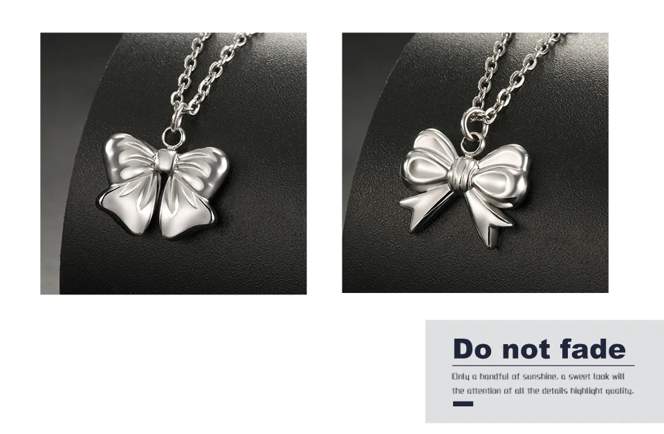 Romantic Bowknot Necklace – Korean Kpop Stainless Steel Choker for Women