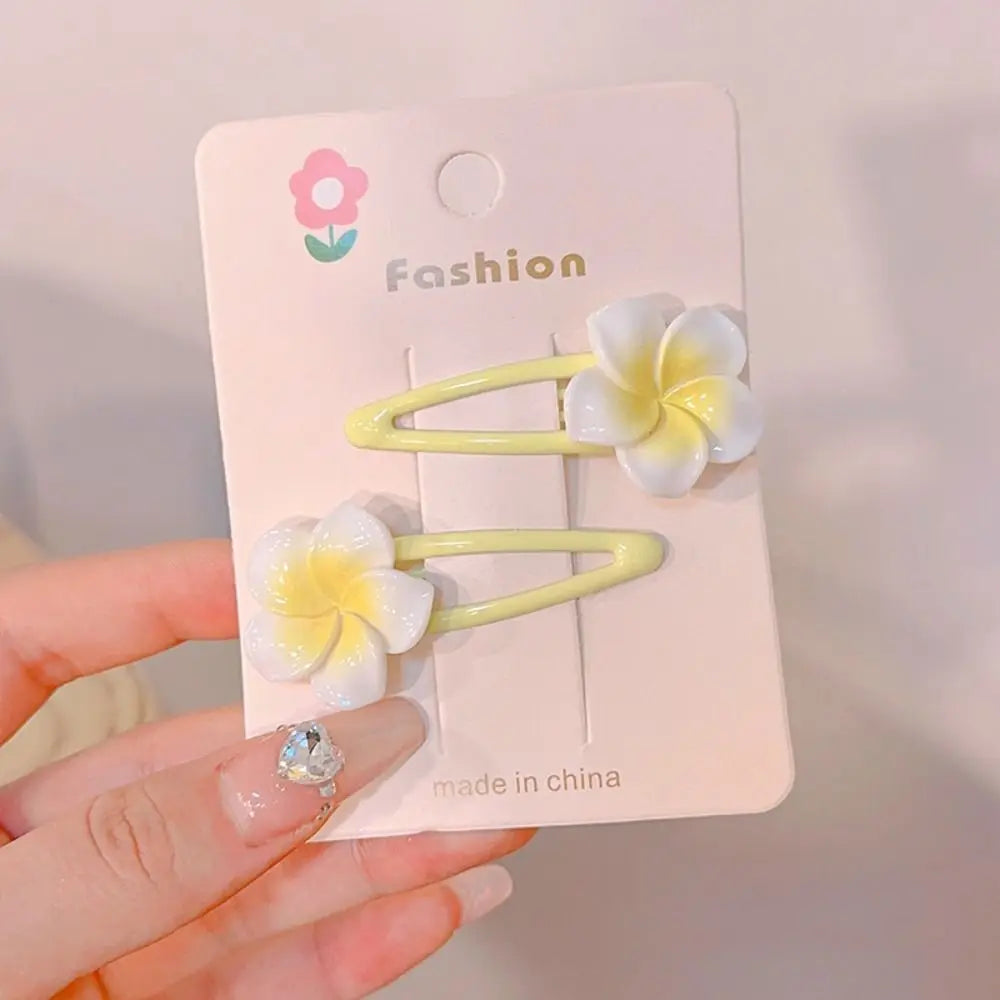 Hair Rope Plumeria Flower Hair Clip Hair Clip Hair Accessories Egg Flower BB Clip Traditional Mini Hair Claw Flower Barrette