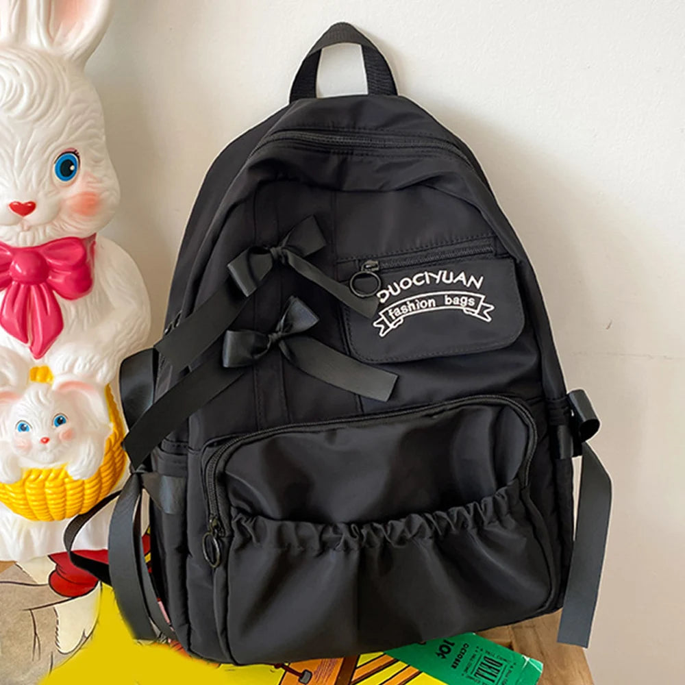 Waterproof Large-capacity Fashion Women Backpack White School Bags For Teenage Girls Canvas Casual Daypack Bag Travel Backbag