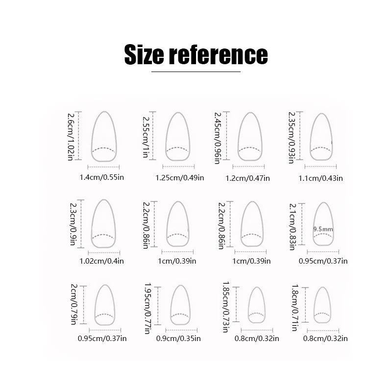 24 PCs Long Almond Shaped Fake Nails +1 Nail File +1 Piece of Jelly Glue