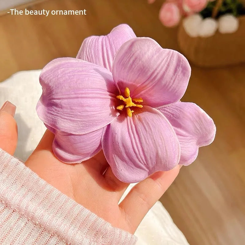 Fabric Flower Hair Side Clip Fashion Beach Vacation Tulip Flower Hair Clips Flower Duckbill Barrettes Summer Women Girls Hairpin