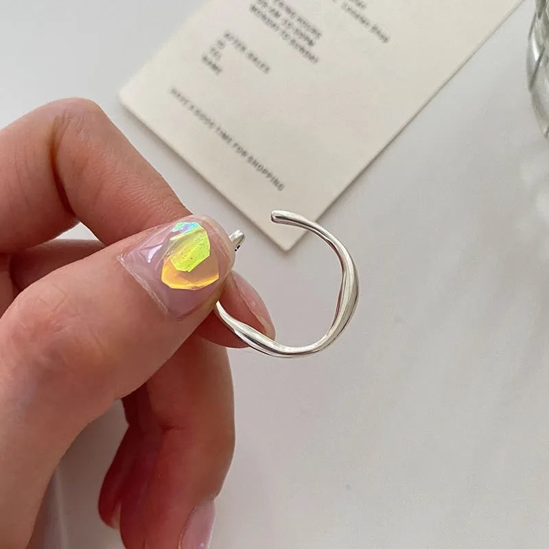 PANJBJ 925 Sterling Silver Pearl Irregular Ring for Women Shell Overlapping Hollow Sweet Design Jewelry Gift Dropshipping