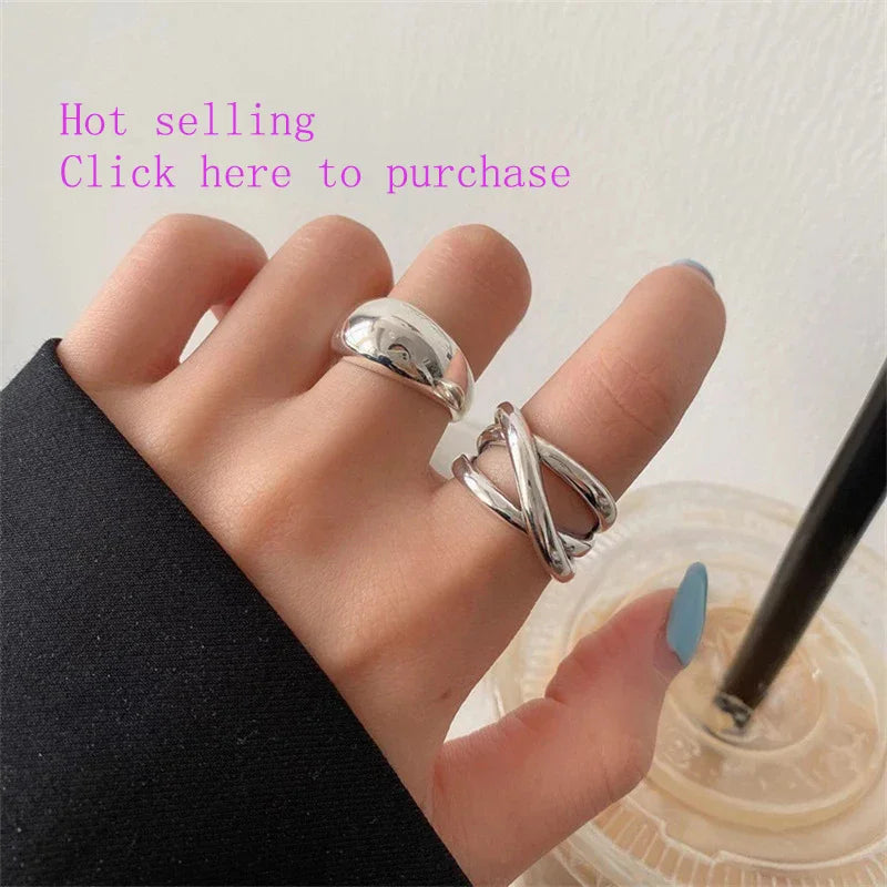 VENTFILLE 925 Sterling Silver Rings INS Fashion Hip Hop Vintage Couples Hollow Lines Punk Thai Silver Party Adjustable Jewelry