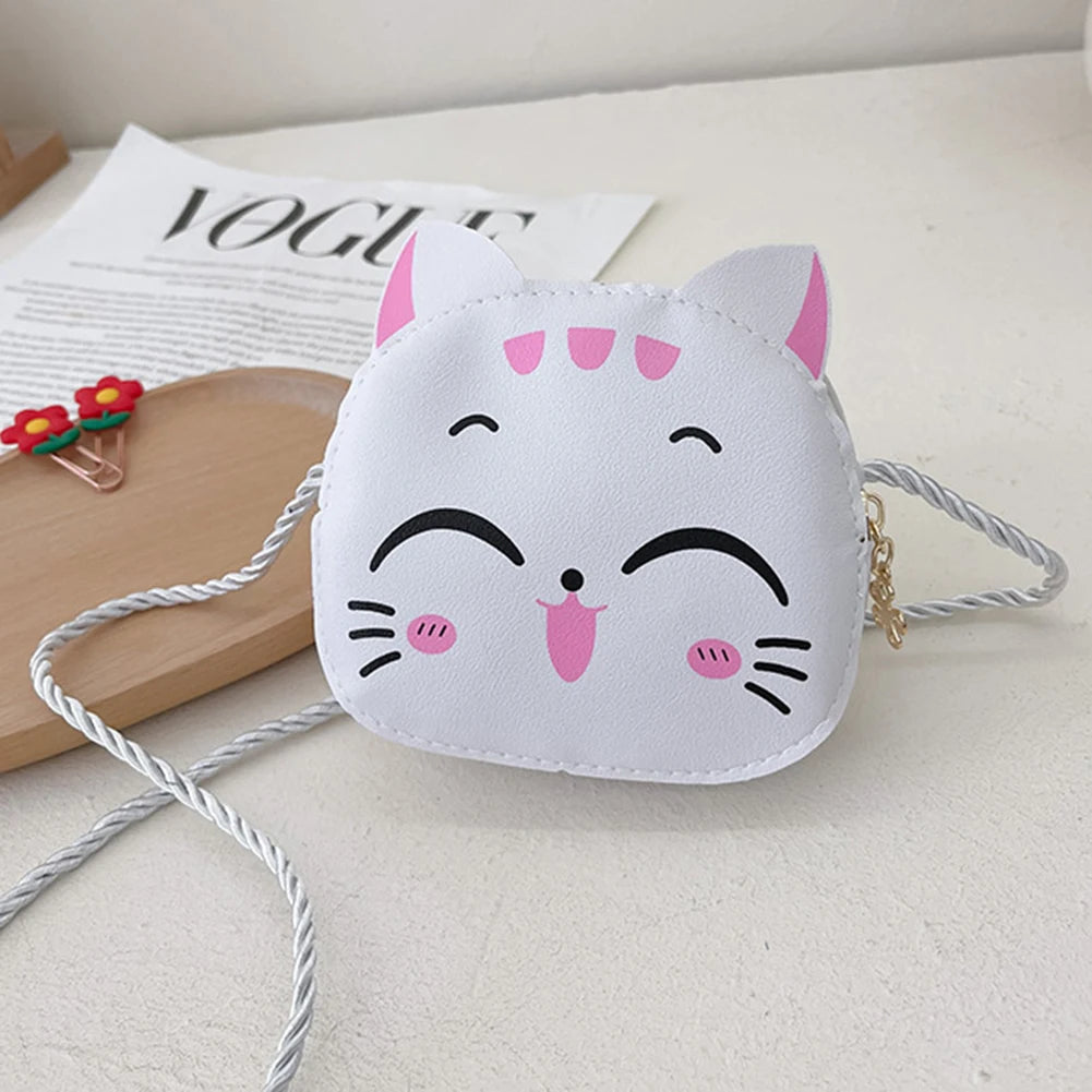 Girls Kawaii Satchel Bag Cartoon Cat Mini Shoulder Bag Casual Small Pouch Compact Kids Daily Bags