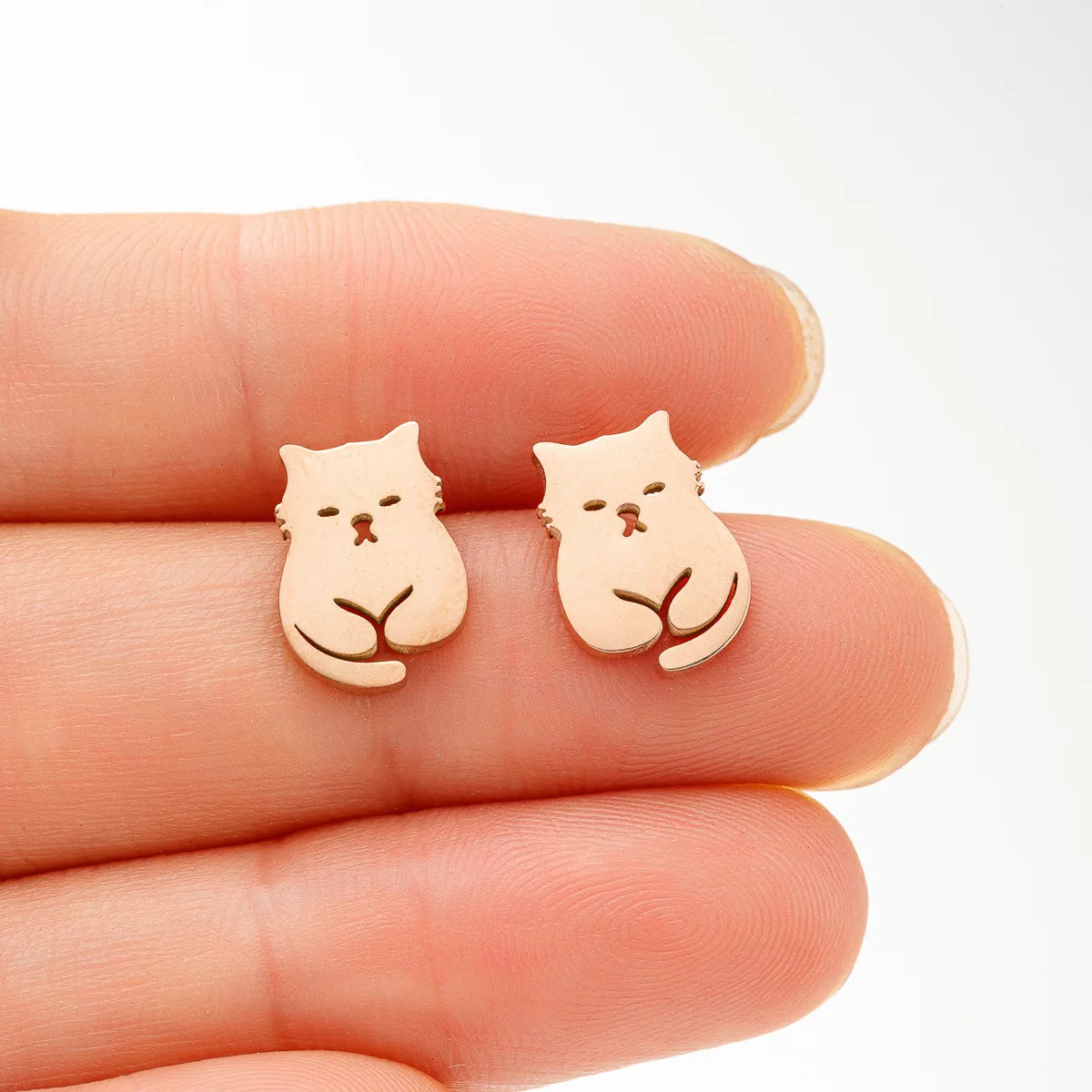 ovely Cat Earings Kitten Stainless Steel Studs for Girls Vivid Small Animal Kitty Jewelry Women Korean Pendientes Mujer