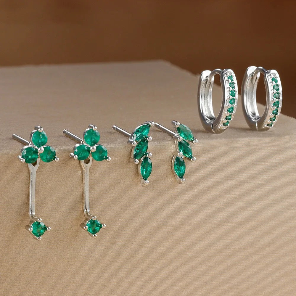 3 Pairs Exquisite Zircon Little Huggies Hoop Earrings Set for Women Stainless Steel Unique Cartilage Earring Piercing Jewelry