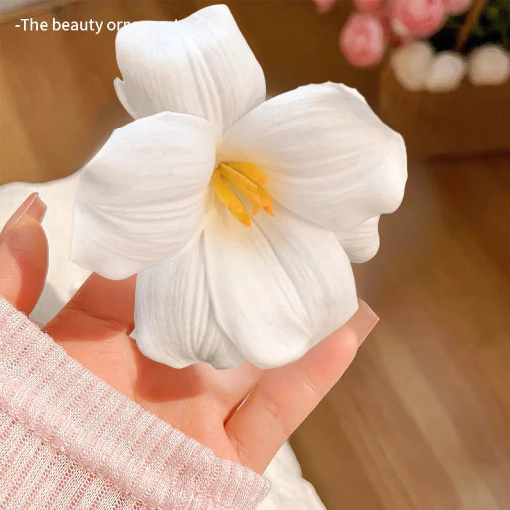 Fabric Flower Hair Side Clip Fashion Beach Vacation Tulip Flower Hair Clips Flower Duckbill Barrettes Summer Women Girls Hairpin