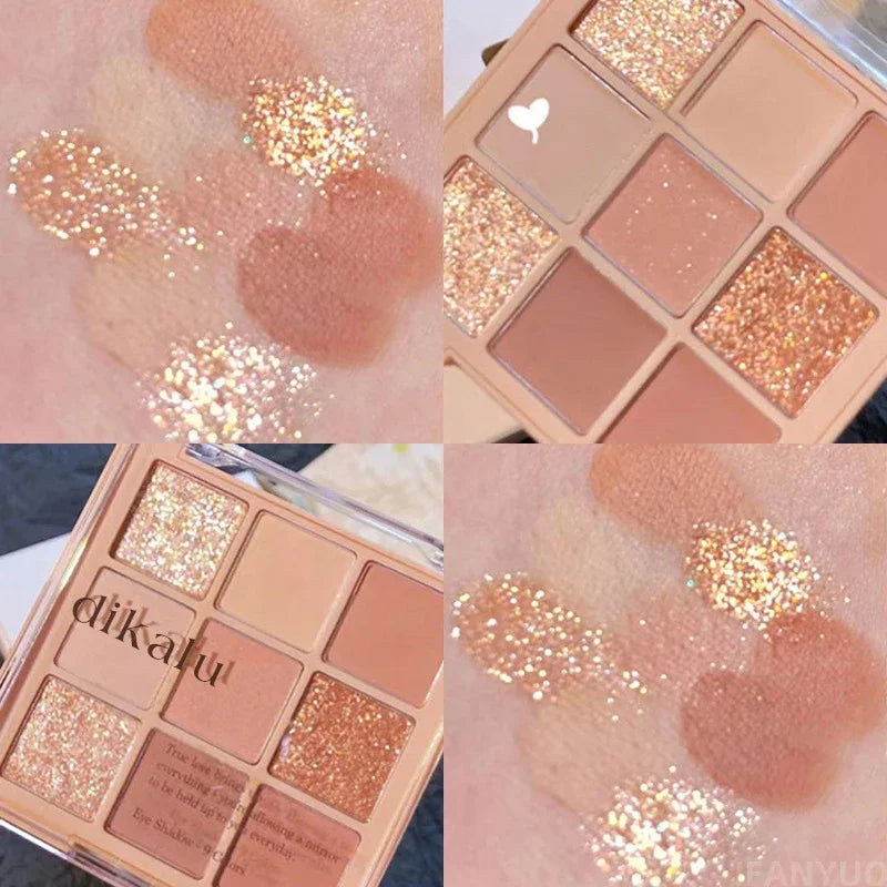 9-Color Eye Shadow Palette Glitter Pearly Eyeshadow Palette Nude Long Lasting Korean Charming Eyes Make Up Palette Cosmetics