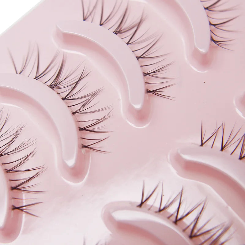 Manga Lashes 5 Pairs Anime Cosplay Faux Mink Lashes Korean Natural short Full Strip Lashes Clear Band Soft Eyelash Extension Hot