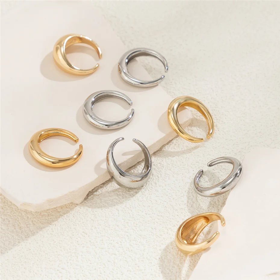 8Pcs/Set Creative Smooth Water Drop Rings for Women Vintage Geometric Adjustable Open Finger Nail Ring Couple Wed Accessories