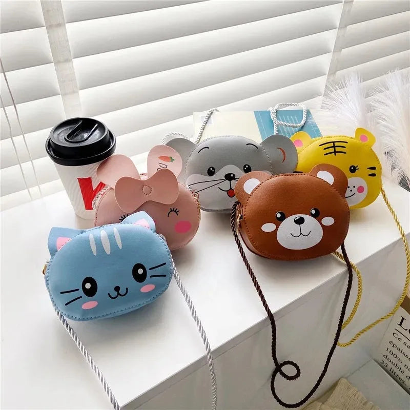 Cute PU Leather Children's Small Shoulder Bags Lovely Cartoon Baby Girls Coin Purse Handbags Princess Accessories Crossbody Bag