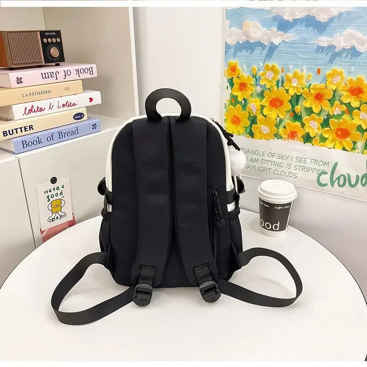 Cat Cartoon Dual-Shoulder Backpack for Girls Primary And Middle School Students Nylon Material Bookbag Easy to Carry