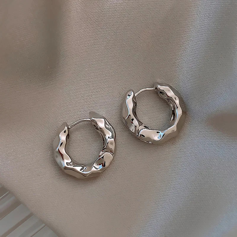 Fashion Simple Silver Color Hoop Earrings for Women Girl Circle Round Minimalist Earrings Party C-Shape Classic Jewelry Gifts