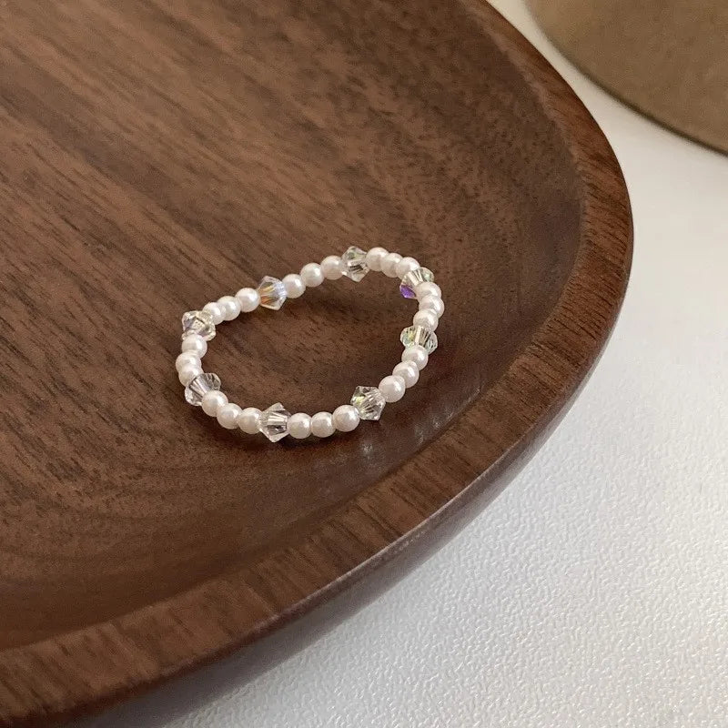 PANJBJ 925 Sterling Silver Pearl Irregular Ring for Women Shell Overlapping Hollow Sweet Design Jewelry Gift Dropshipping