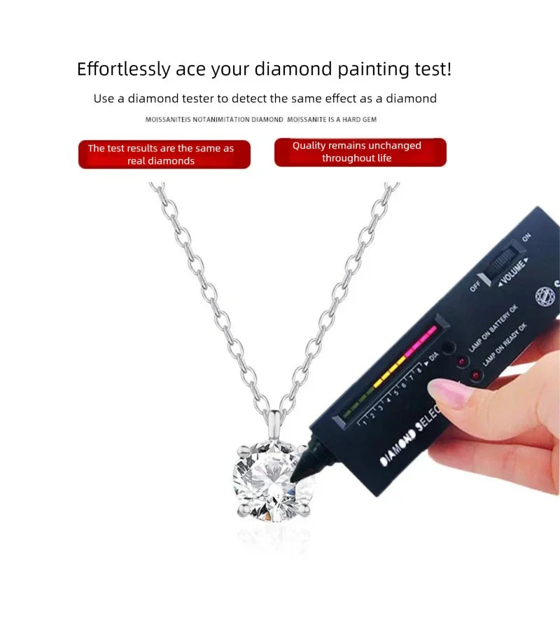 Sterling Silver S925 Clamoissanite Necklace High-end Fashion Design Simple Classic Pendant Necklace