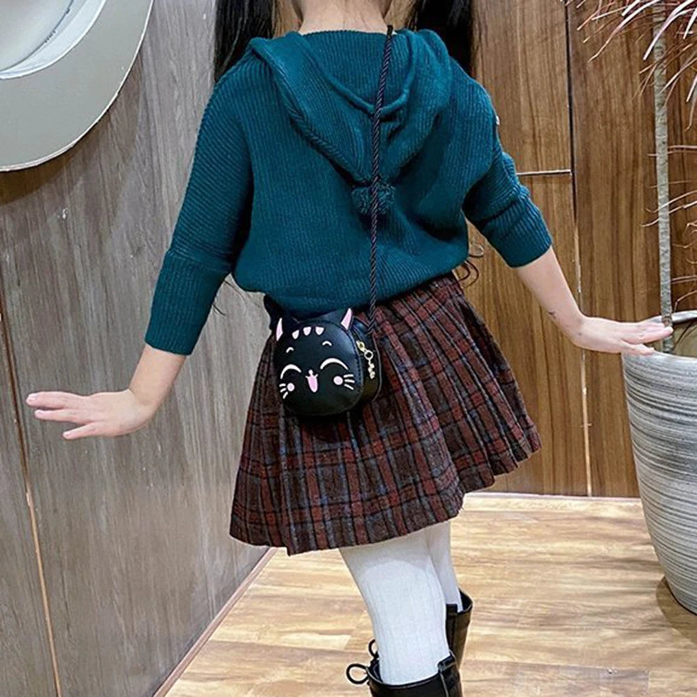 Girls Kawaii Satchel Bag Cartoon Cat Mini Shoulder Bag Casual Small Pouch Compact Kids Daily Bags