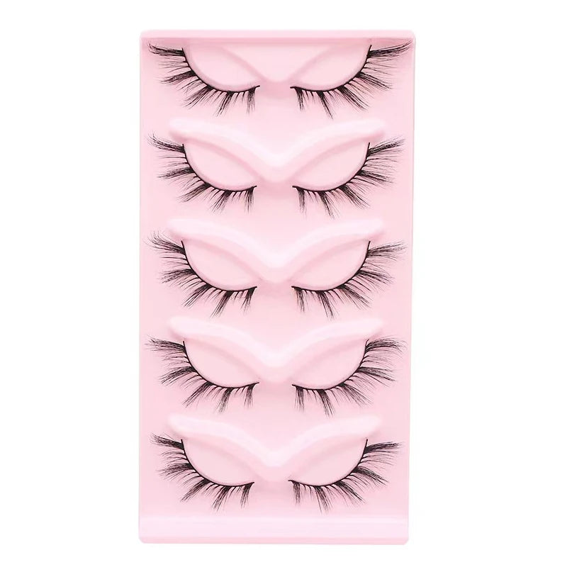 Manga Lashes 5 Pairs Anime Cosplay Faux Mink Lashes Korean Natural short Full Strip Lashes Clear Band Soft Eyelash Extension Hot