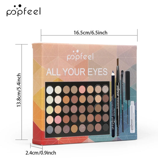 POPFEEL Eye Makeup Set – Eyeshadow, Eyeliner, Mascara & Eyebrow Pencil