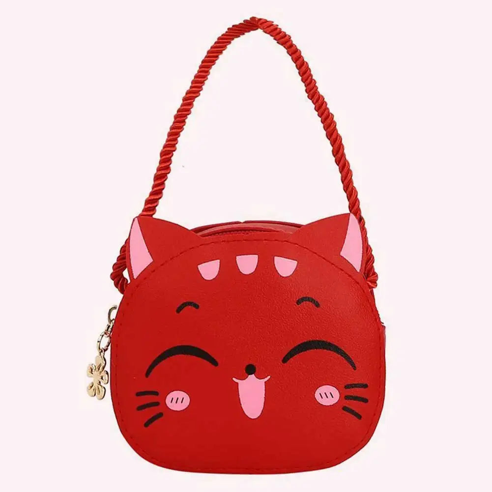 Girls Kawaii Satchel Bag Cartoon Cat Mini Shoulder Bag Casual Small Pouch Compact Kids Daily Bags