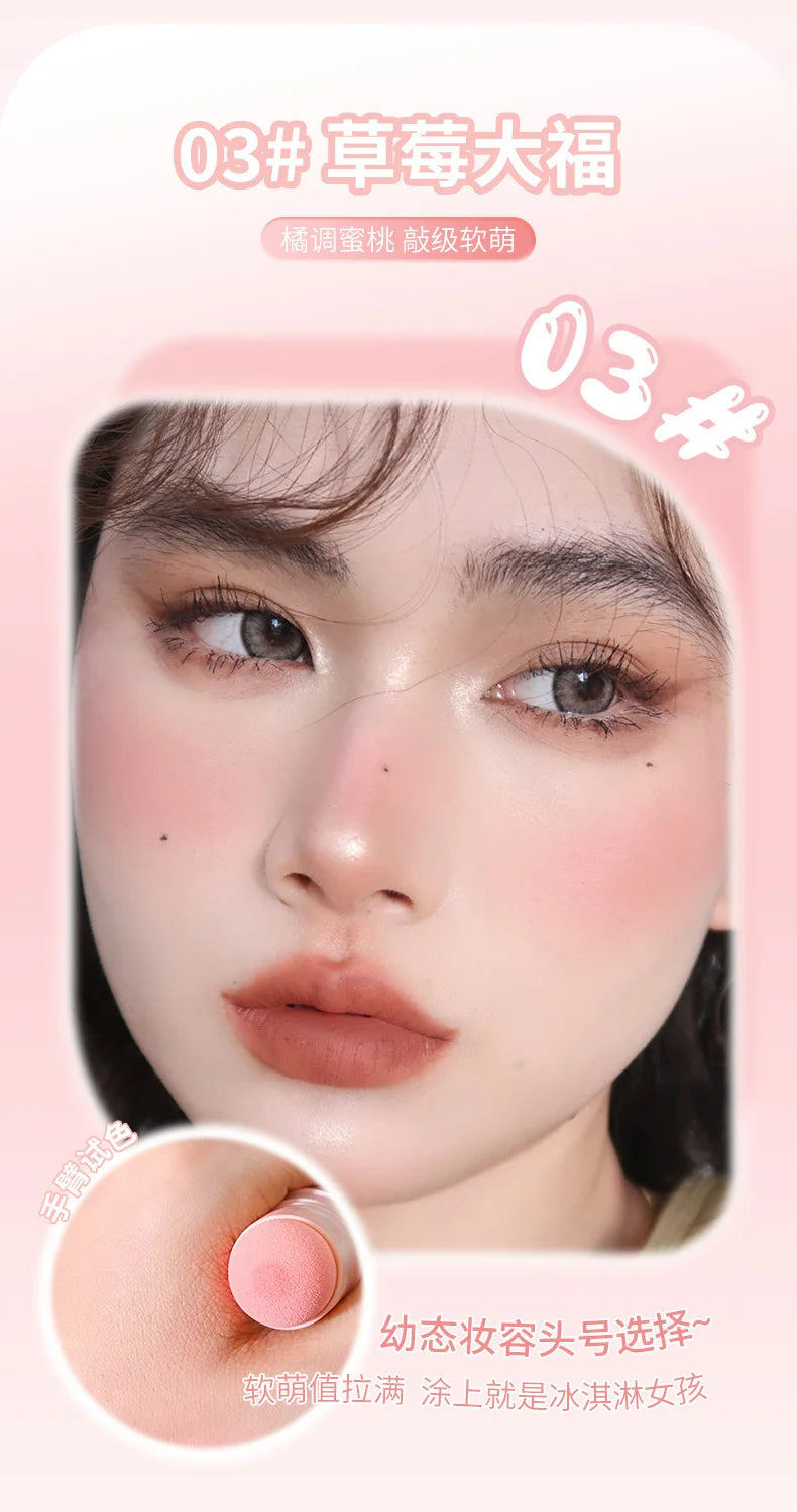 Soft Fog Blush Stick - Energetic Bouncy, Korean Style, Brightening, Dual-use For Lips And Cheeks, Natural Color Vitality Girl