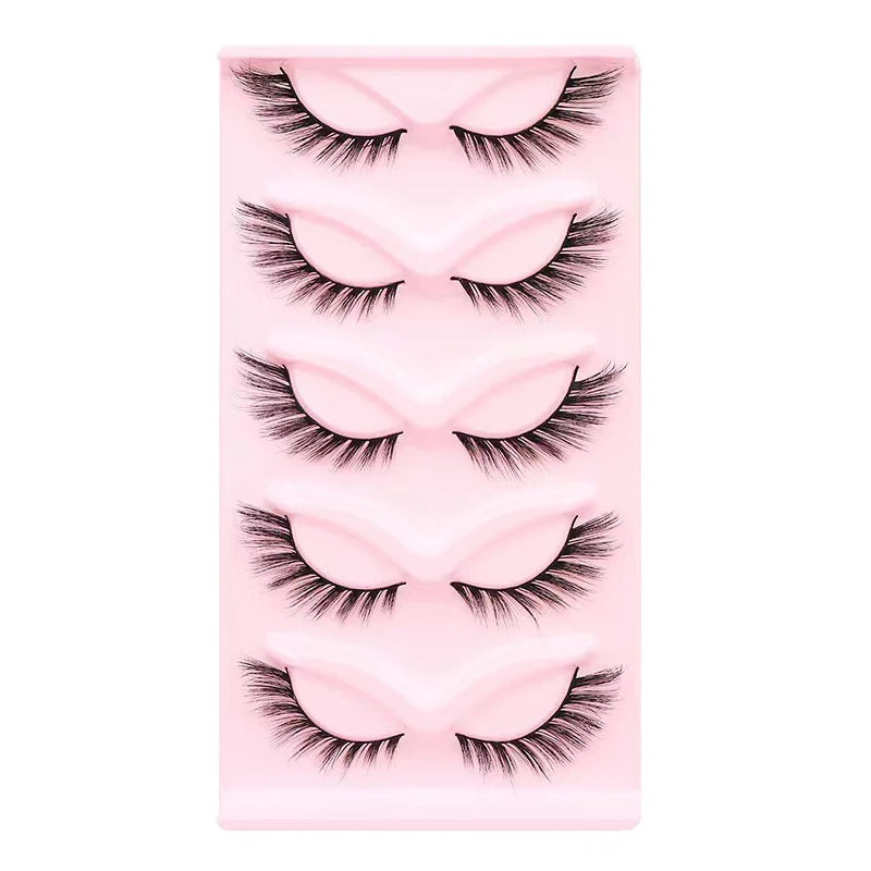 Manga Lashes 5 Pairs Anime Cosplay Faux Mink Lashes Korean Natural short Full Strip Lashes Clear Band Soft Eyelash Extension Hot