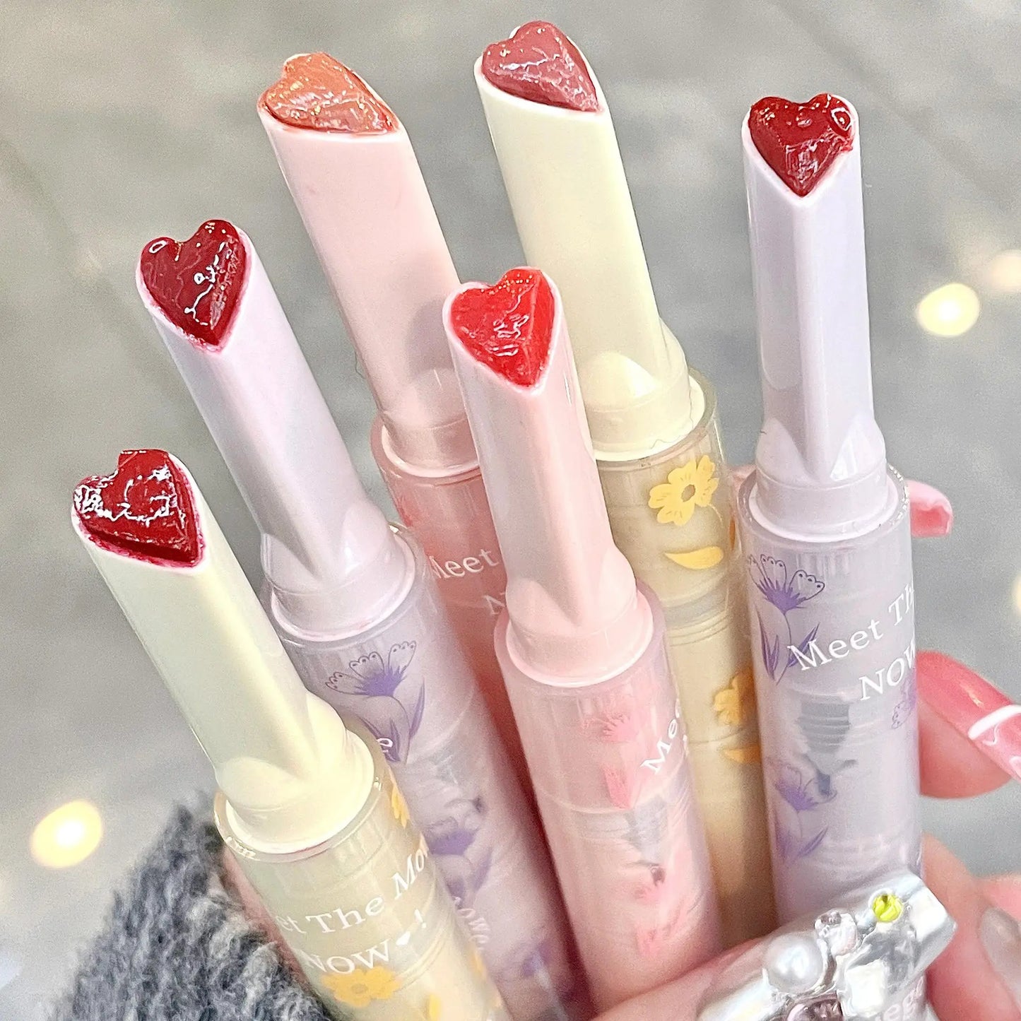 Water-Light Glitter Lip Tint Pen – Long Lasting & Moisturizing Heart-Shaped Lipstick