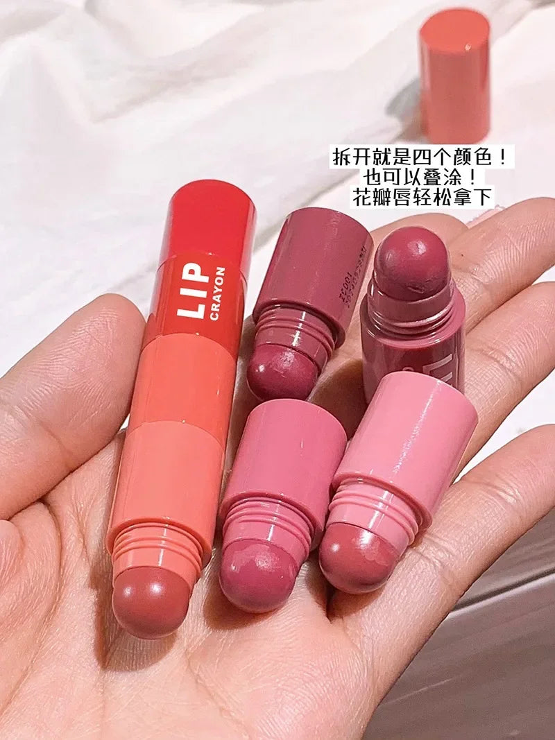 4pcs/set Lipstick Korean Girl Group Crayon Lipstick Long Lasting Matte Lip Makeup Tint Easy To Color 3D Sexy Waterproof Lipgloss