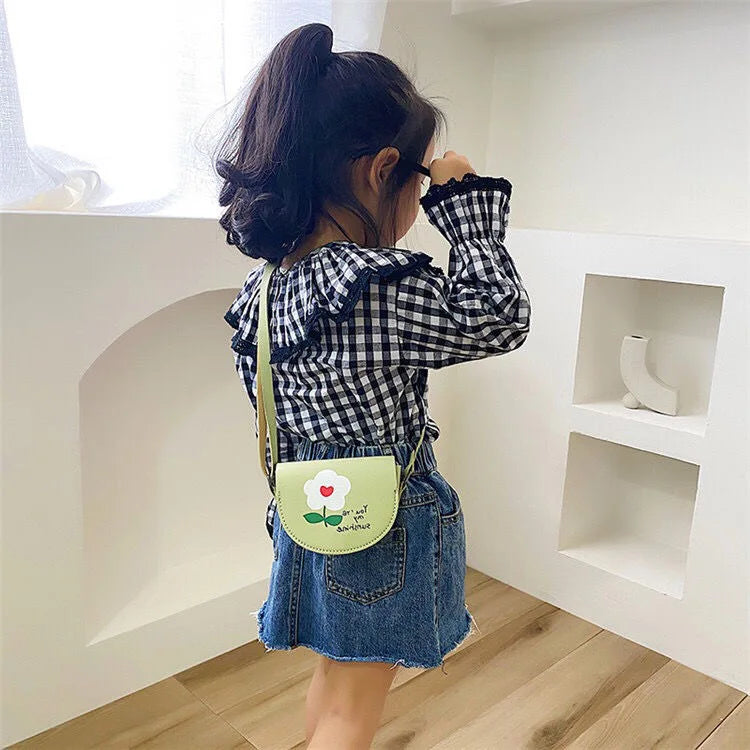 Cute PU Leather Children's Small Shoulder Bags Lovely Cartoon Baby Girls Coin Purse Handbags Princess Accessories Crossbody Bag