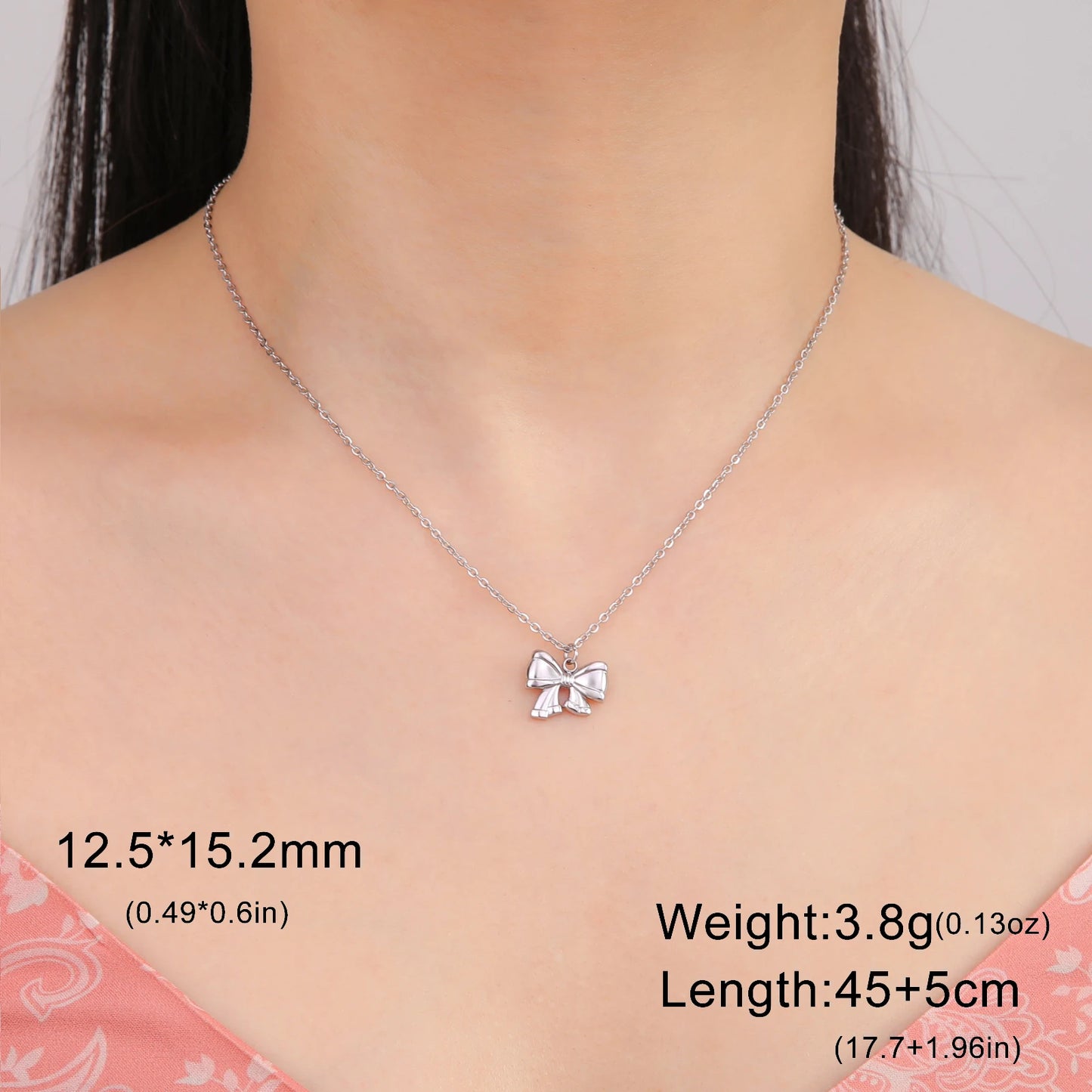 Unift Romantic Bowknot Necklace for Women Stainless Steel Pendant Jewelry Kpop Fashion Wedding Korean Bow Choker Neck Chain Gift
