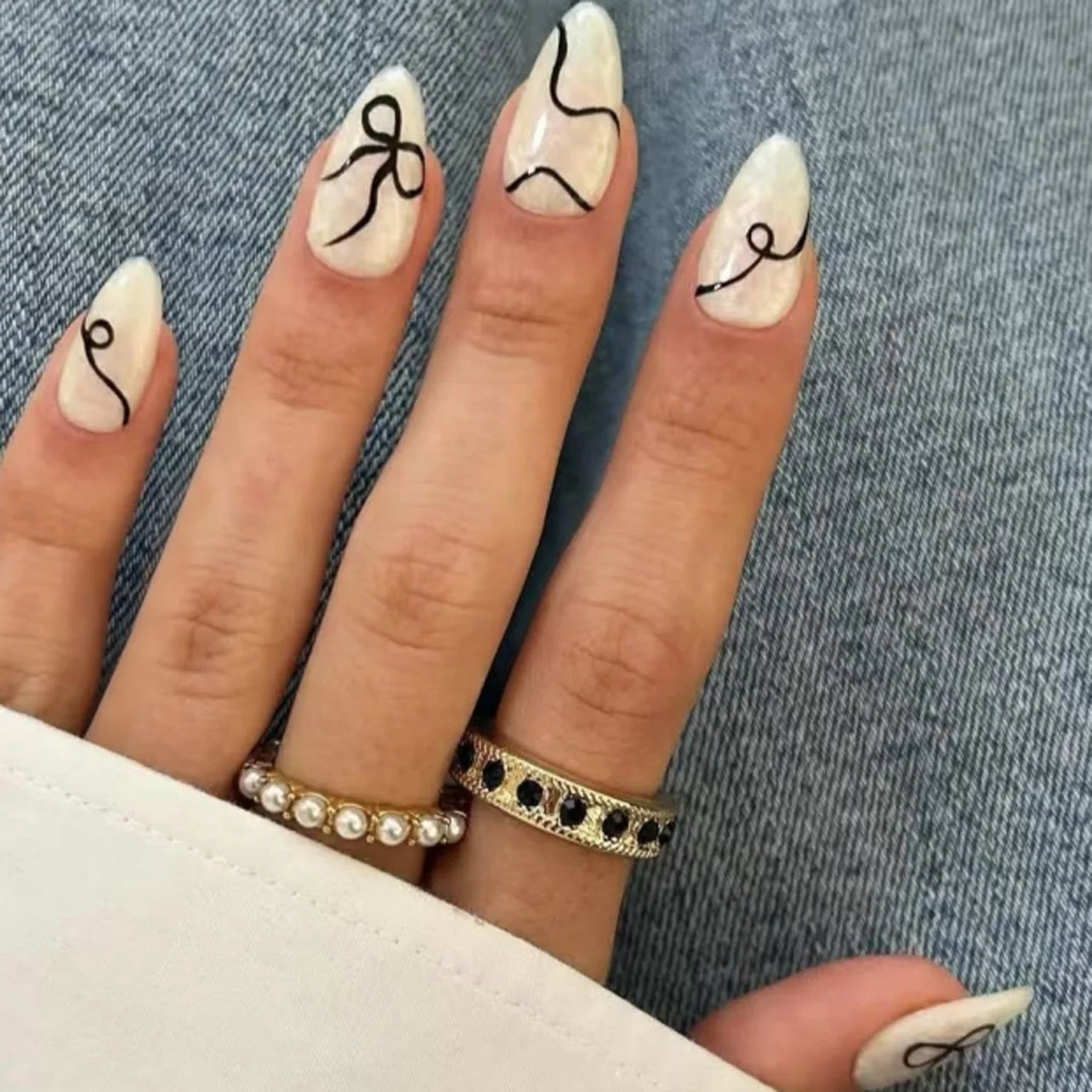 French Fake Nails Red Five-pointed Star False Nails Full Cover Press on Nail Tips y2k Nail Art Almond Artificial Nail Patches