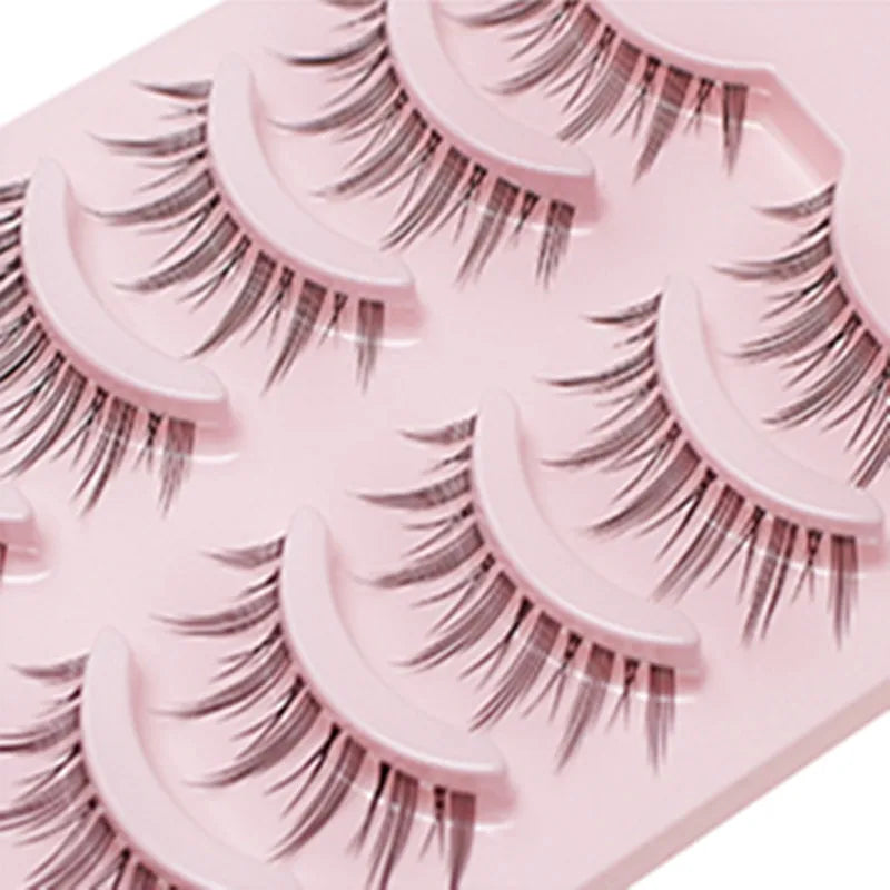 Manga Lashes 5 Pairs Anime Cosplay Faux Mink Lashes Korean Natural short Full Strip Lashes Clear Band Soft Eyelash Extension Hot