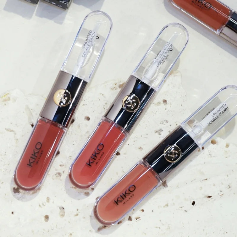 Double-Ended KIKO Lipstick & Lip Gloss – Non-Fading, Sexy Milk Tea Shades