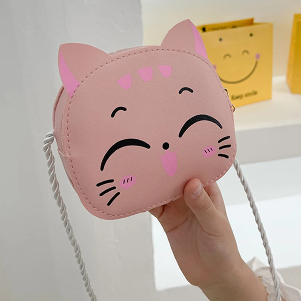 Girls Kawaii Satchel Bag Cartoon Cat Mini Shoulder Bag Casual Small Pouch Compact Kids Daily Bags